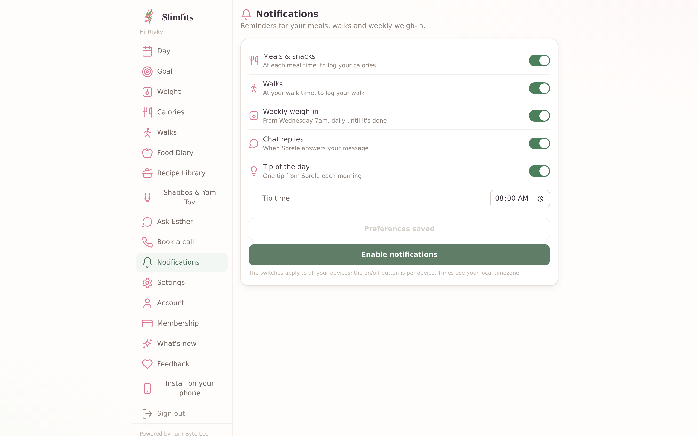 Reminder settings