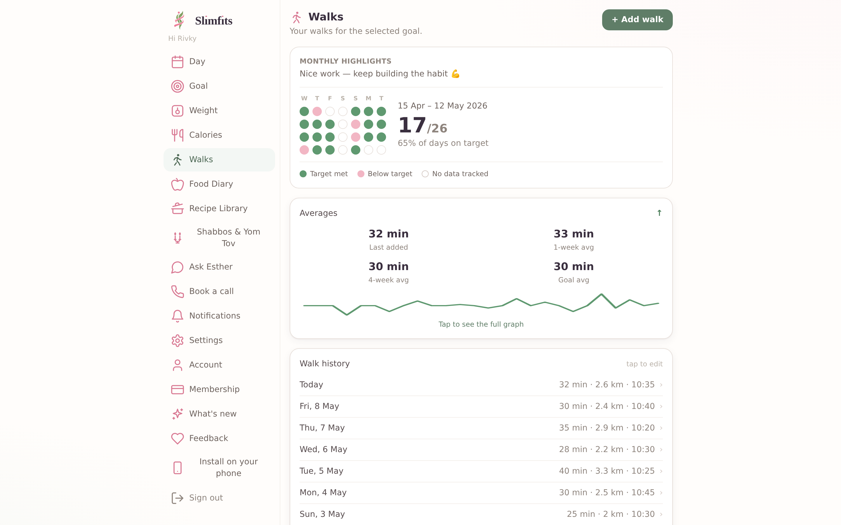 Walks tracker