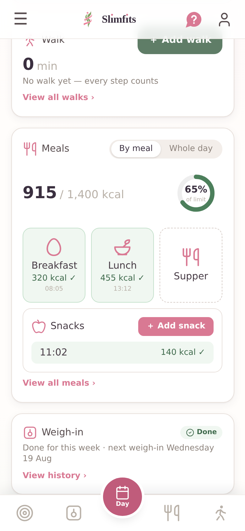 Meals and snacks