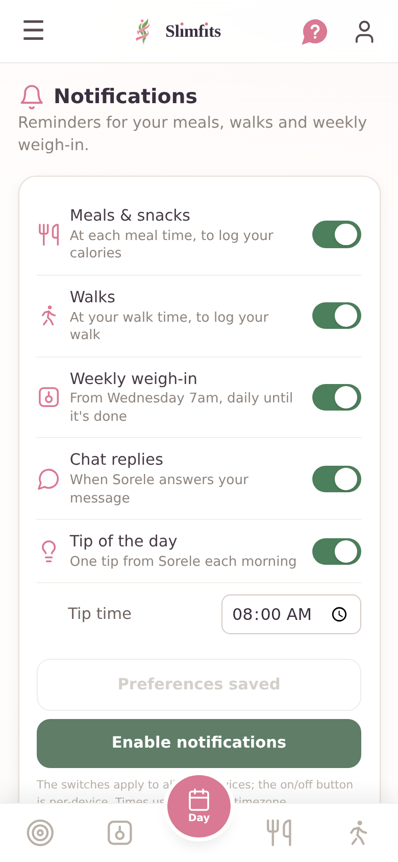 Reminder settings